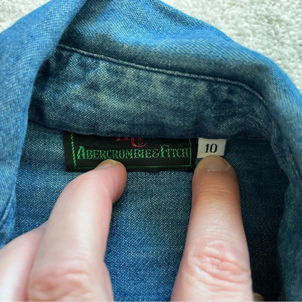 ABERCROMBIE & FITCH VINTAGE DENIM MAXI DRESS SIZE 10 COTTAGECORE PRAIRIE TRENDY - Picture 3 of 10